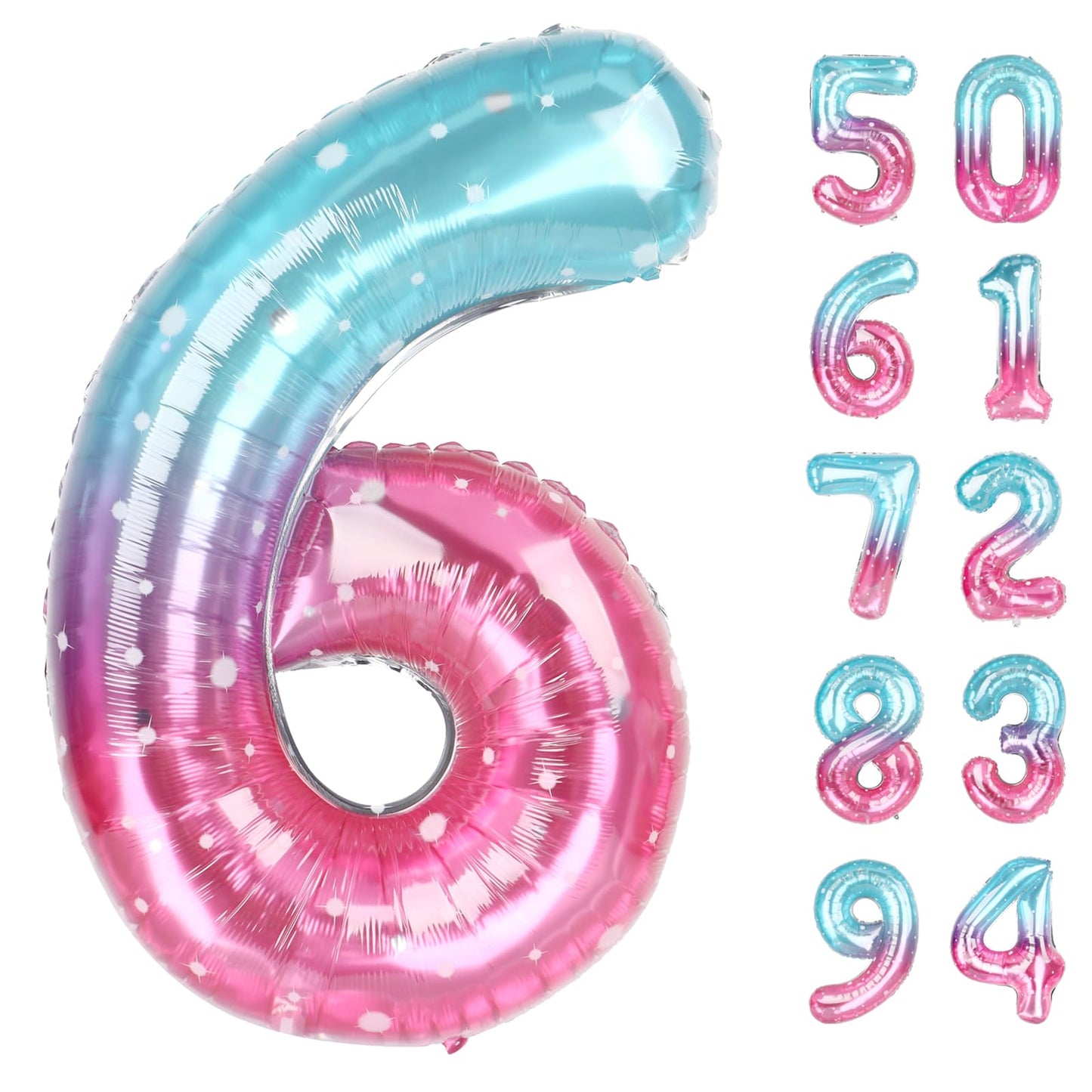 IWERP Starry Sky 6 Balloon – 40 Inch Number Balloon for Birthday Decor