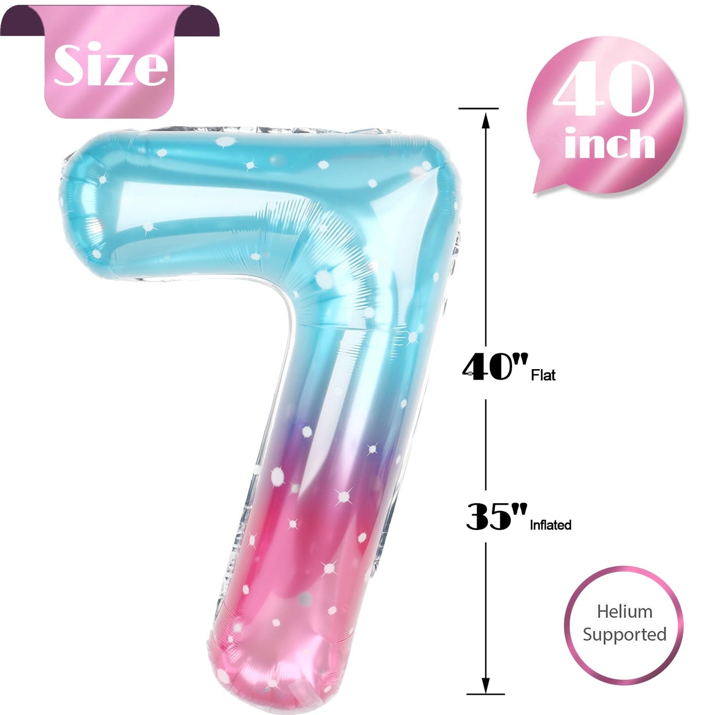 IWERP Starry Sky 7 Balloon – 40-Inch Number Balloon for 7th Birthday Parties