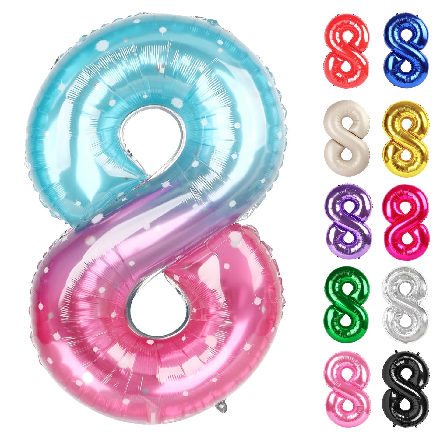 IWERP Starry Sky 40-Inch Number 8 Balloon – 8th Birthday Party Decor