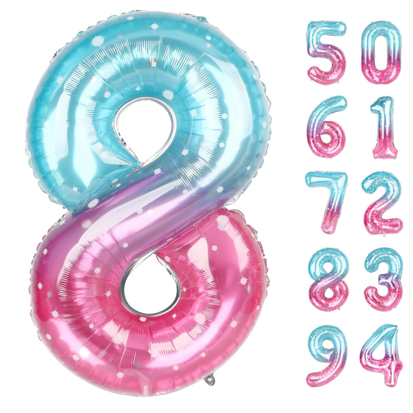 IWERP Starry Sky 8 Balloon – 40 Inch Number Balloon for 8th Birthday