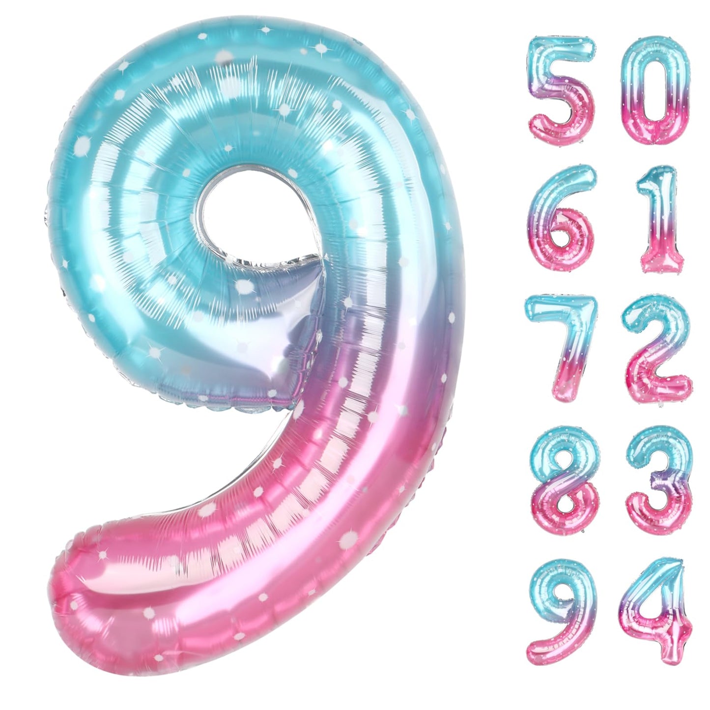 IWERP Starry Sky 9 Balloon — 40 Inch Number Balloon for Birthdays