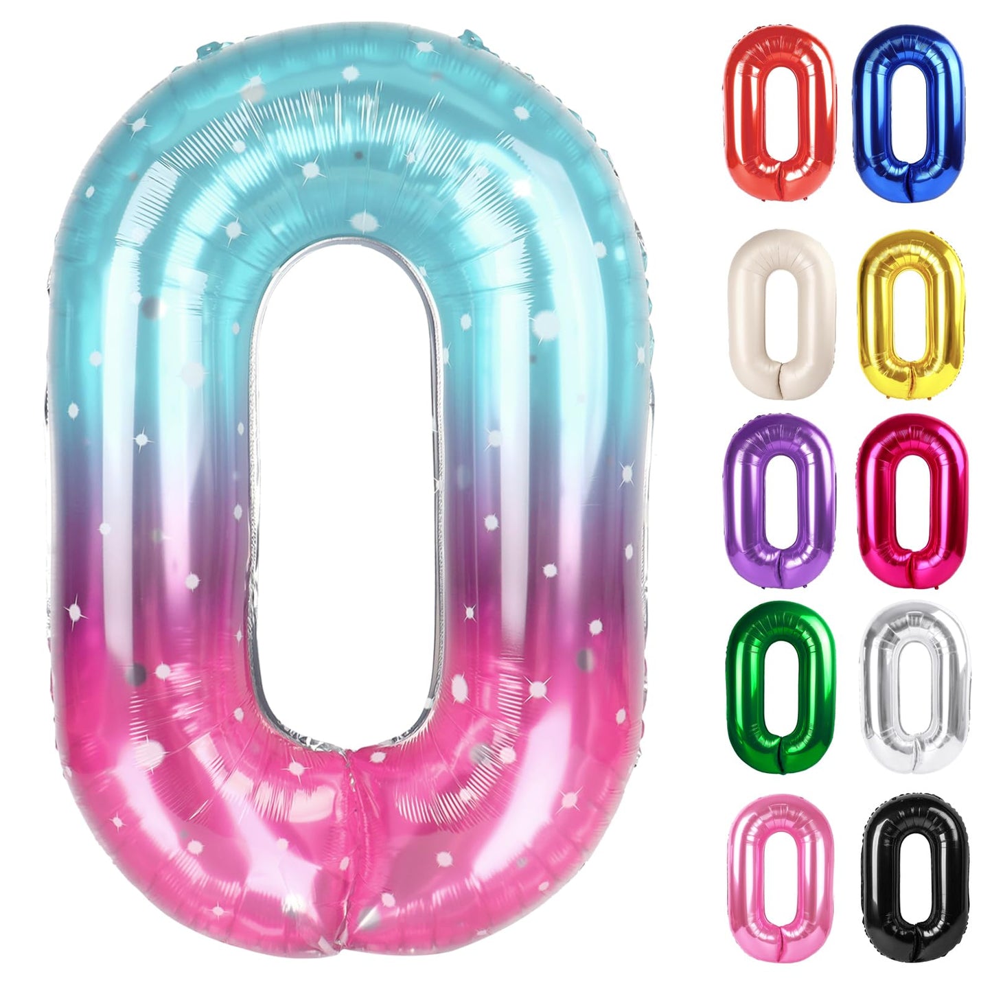 IWERP Starry Sky Number 0 Balloon 40-Inch – Birthday Decorations for 10th–60th Celebrations | Starry Sky Party Supplies