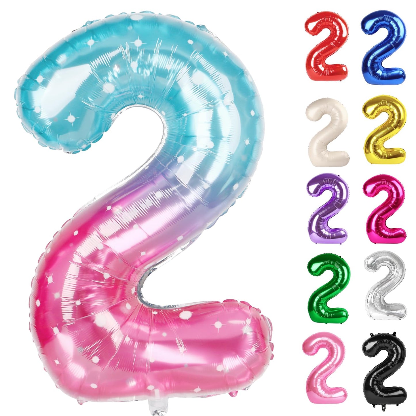 IWERP Starry Sky Number 2 Balloon 40-Inch | 2nd Birthday Decor