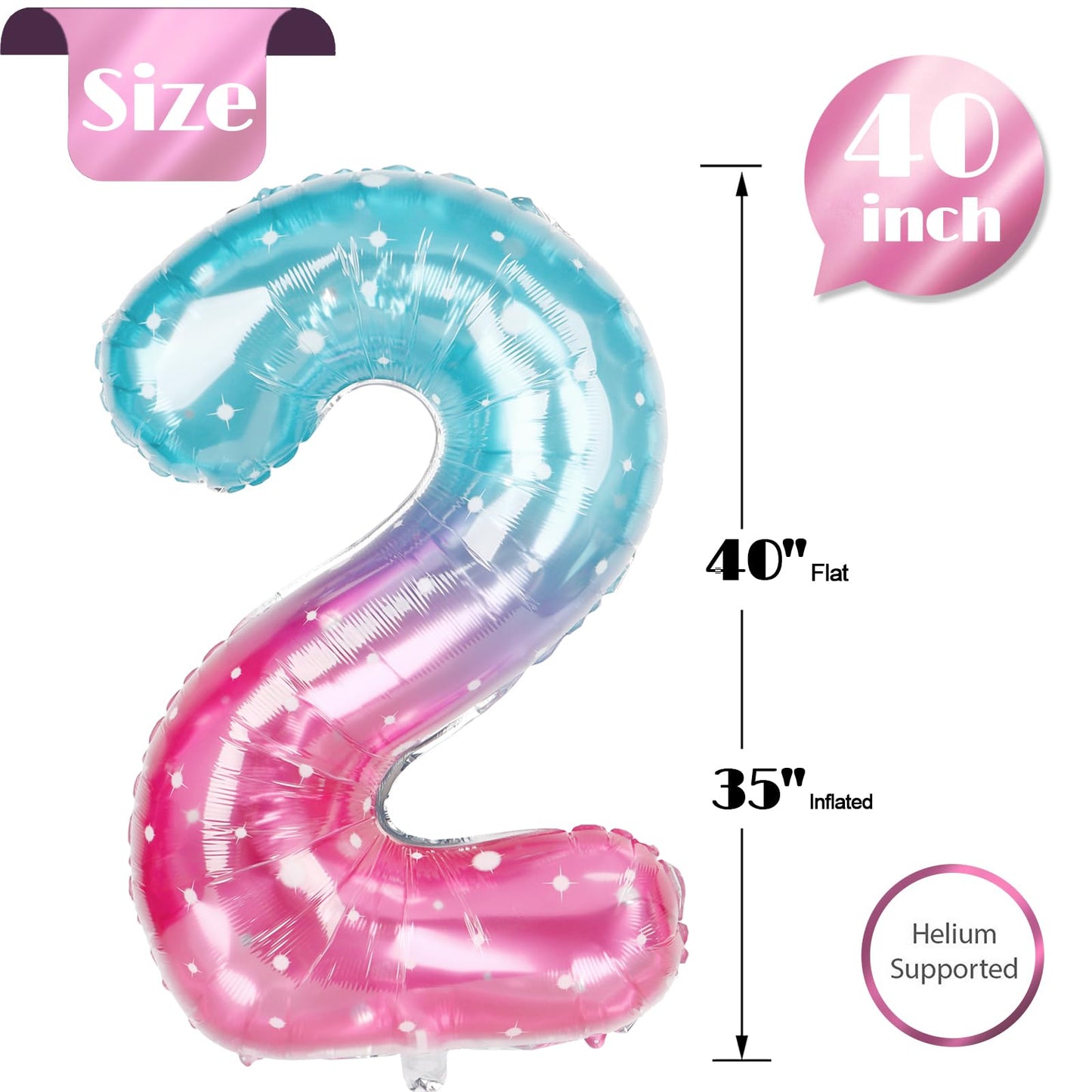 IWERP Starry Sky Number 2 Balloon 40-Inch | 2nd Birthday Decor