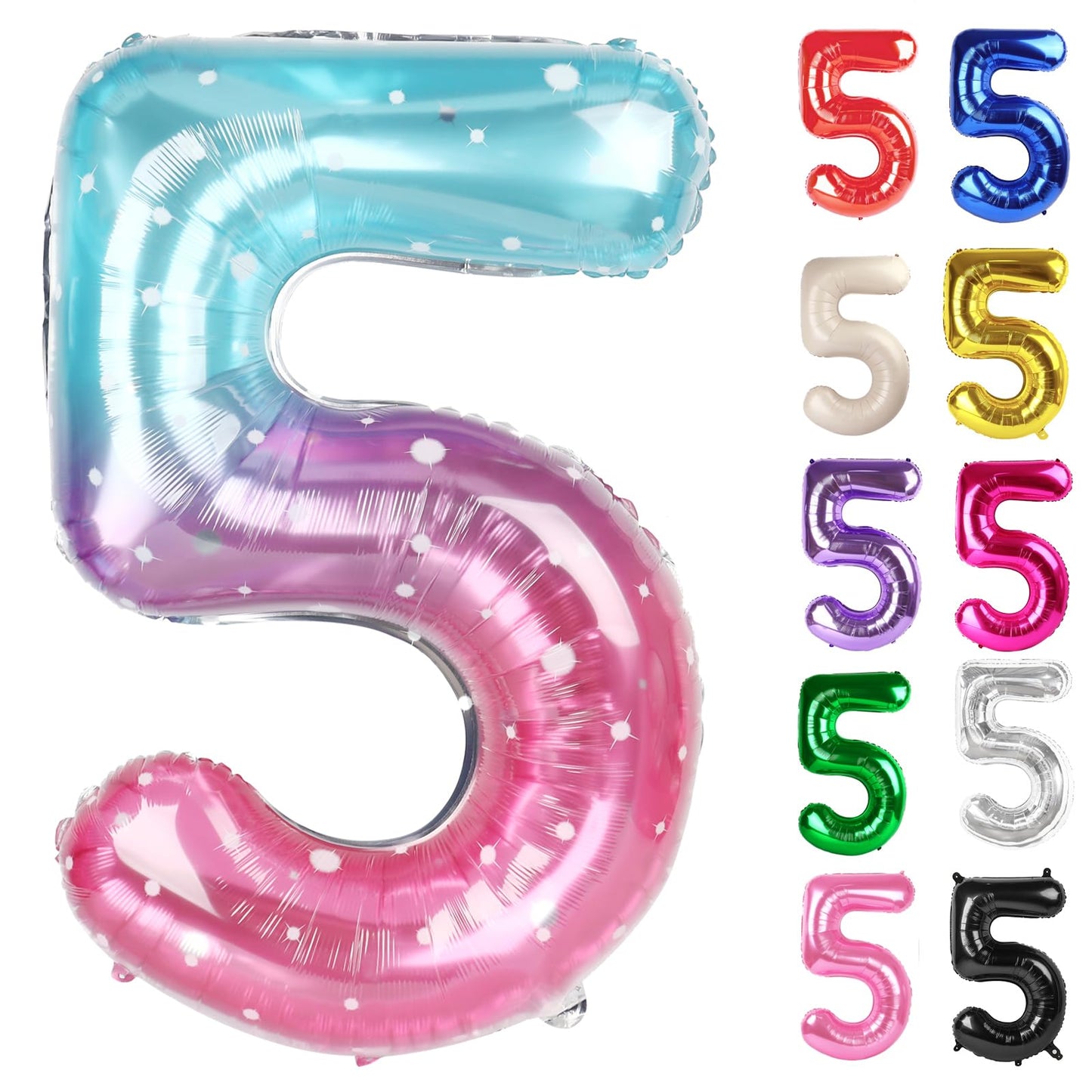 IWERP Starry Sky Number 5 Balloon 40-Inch – 5th Birthday Decor & Party Supplies