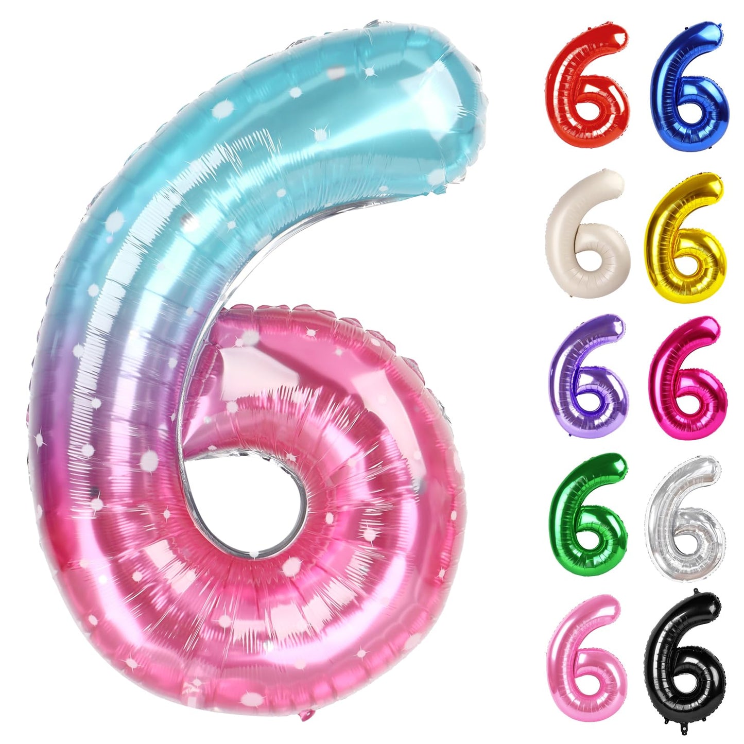 IWERP Starry Sky Number 6 Balloon - 40 Inch Birthday Decor
