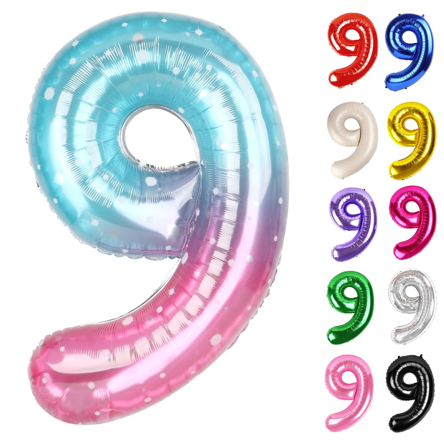 IWERP Starry Sky Number 9 Balloon – 40 Inch for 9th Birthday Decorations