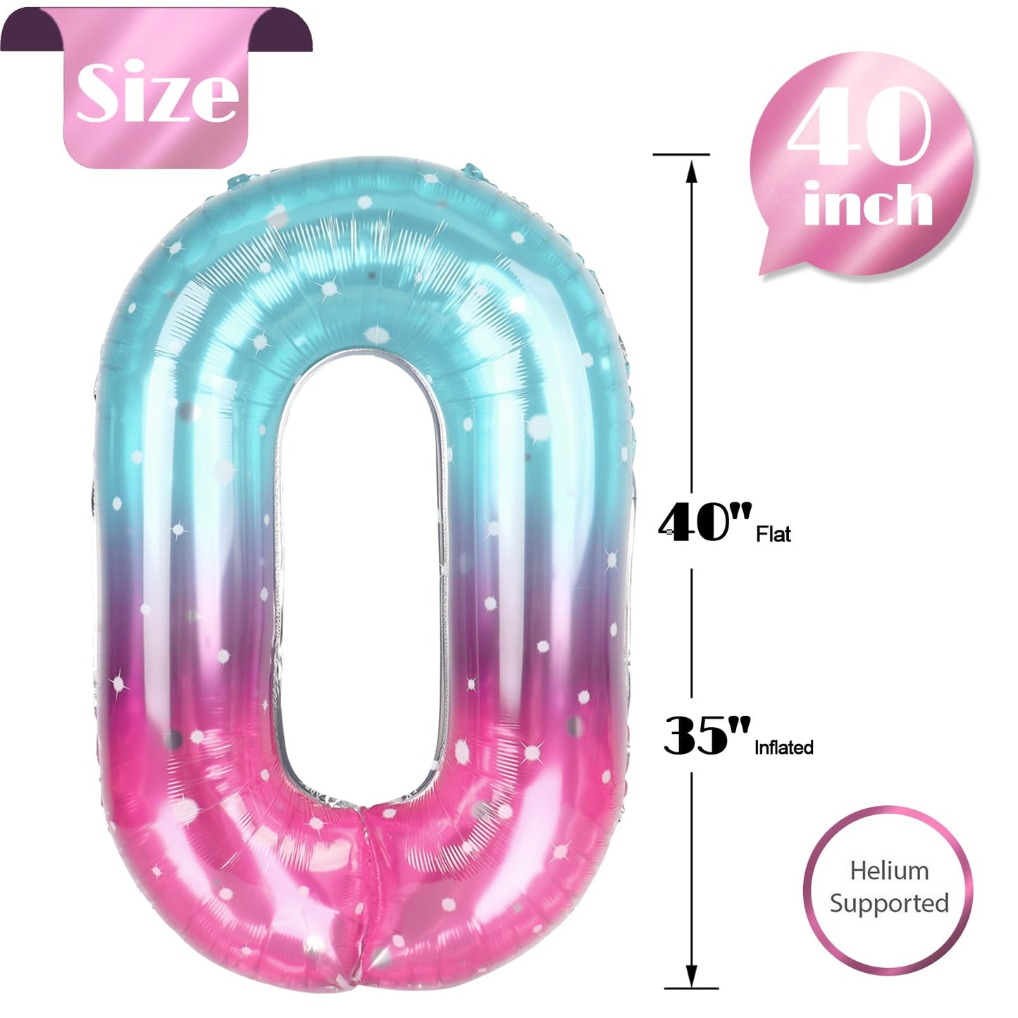 IWERP Starry Sky Number 0 Balloon 40-Inch – Birthday Decorations for 10th–60th Celebrations | Starry Sky Party Supplies