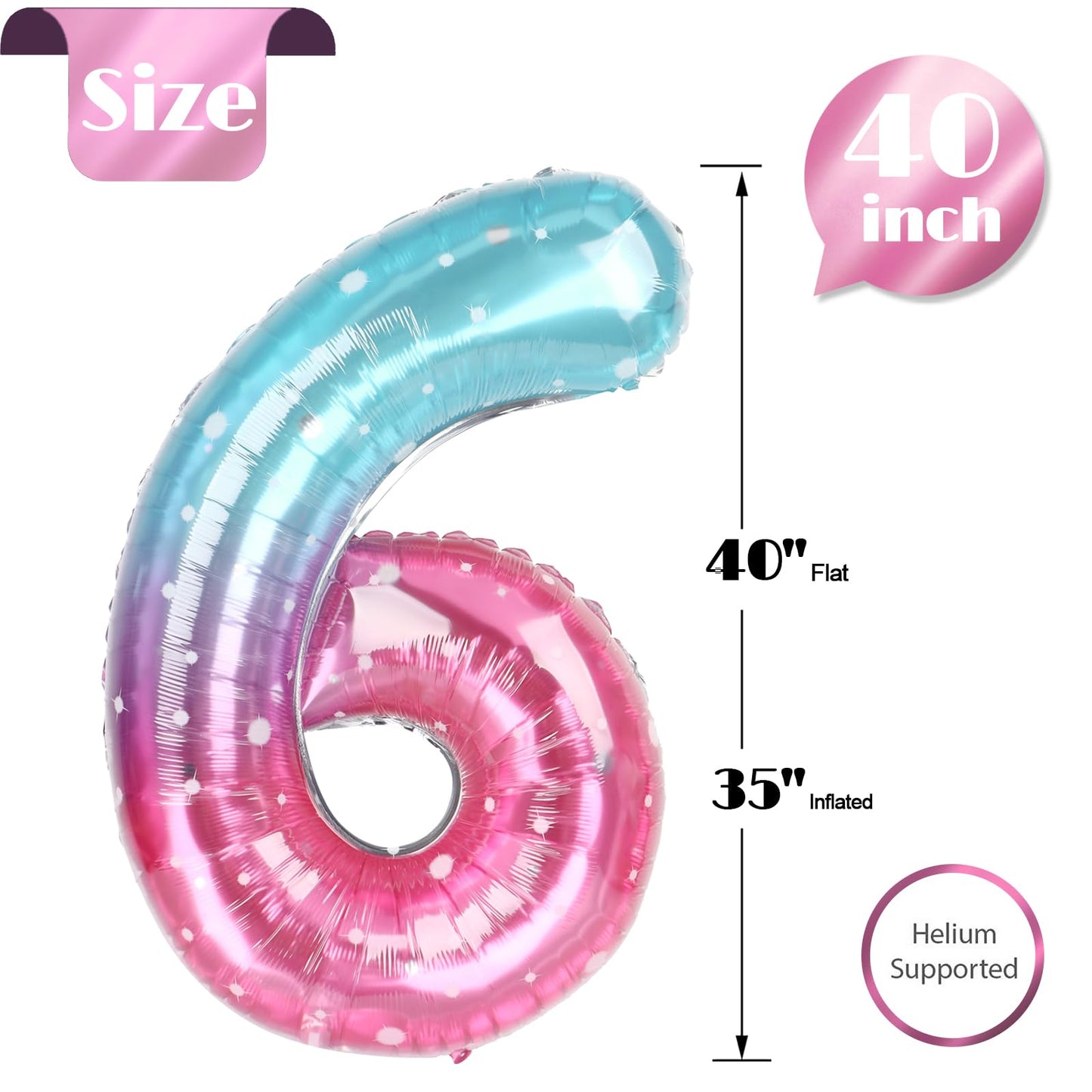 IWERP Starry Sky Number 6 Balloon - 40 Inch Birthday Decor