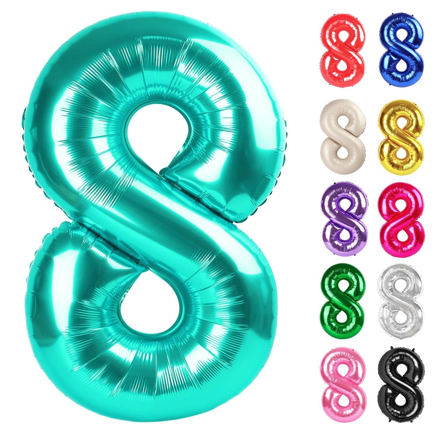 IWERP Teal 40-Inch 8 Balloon – 8th Birthday Decorations | Teal Party Supplies
