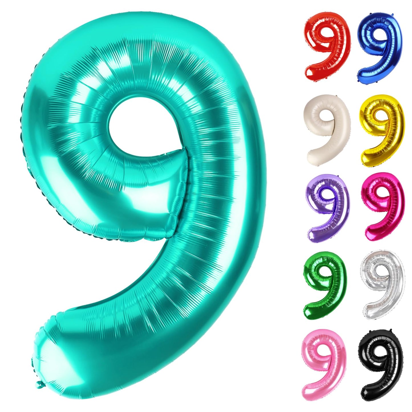 IWERP Teal Number 9 Balloon 40 Inch – 9th Birthday Decorations