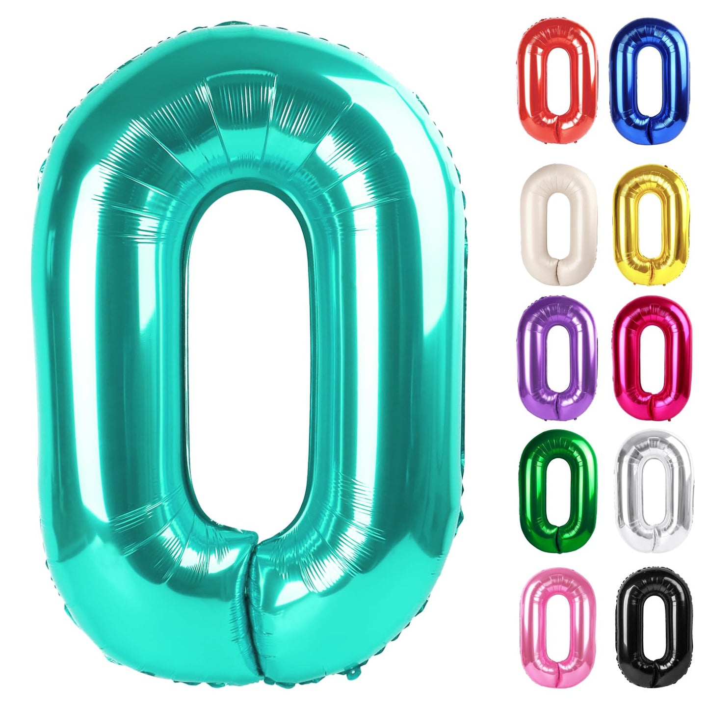 IWERP Teal Number 0 Balloon 40 Inch – 10th–60th Birthday Decorations