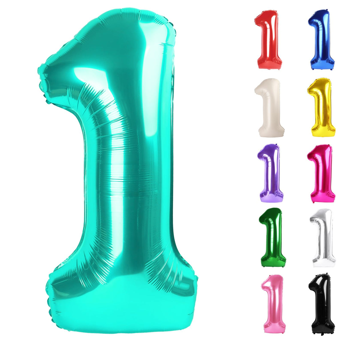 IWERP Teal Number 1 Balloon – 40-Inch First Birthday Decoration for Boys & Girls