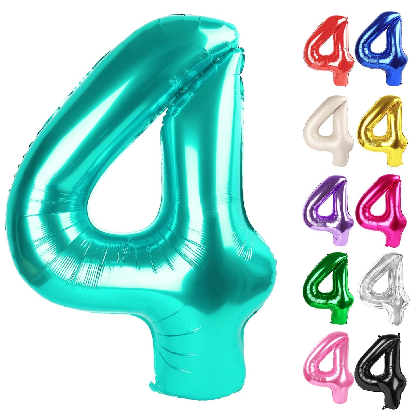 IWERP Teal 40-Inch Number 4 Balloon – 4th Birthday Decorations & Teal Party Supplies