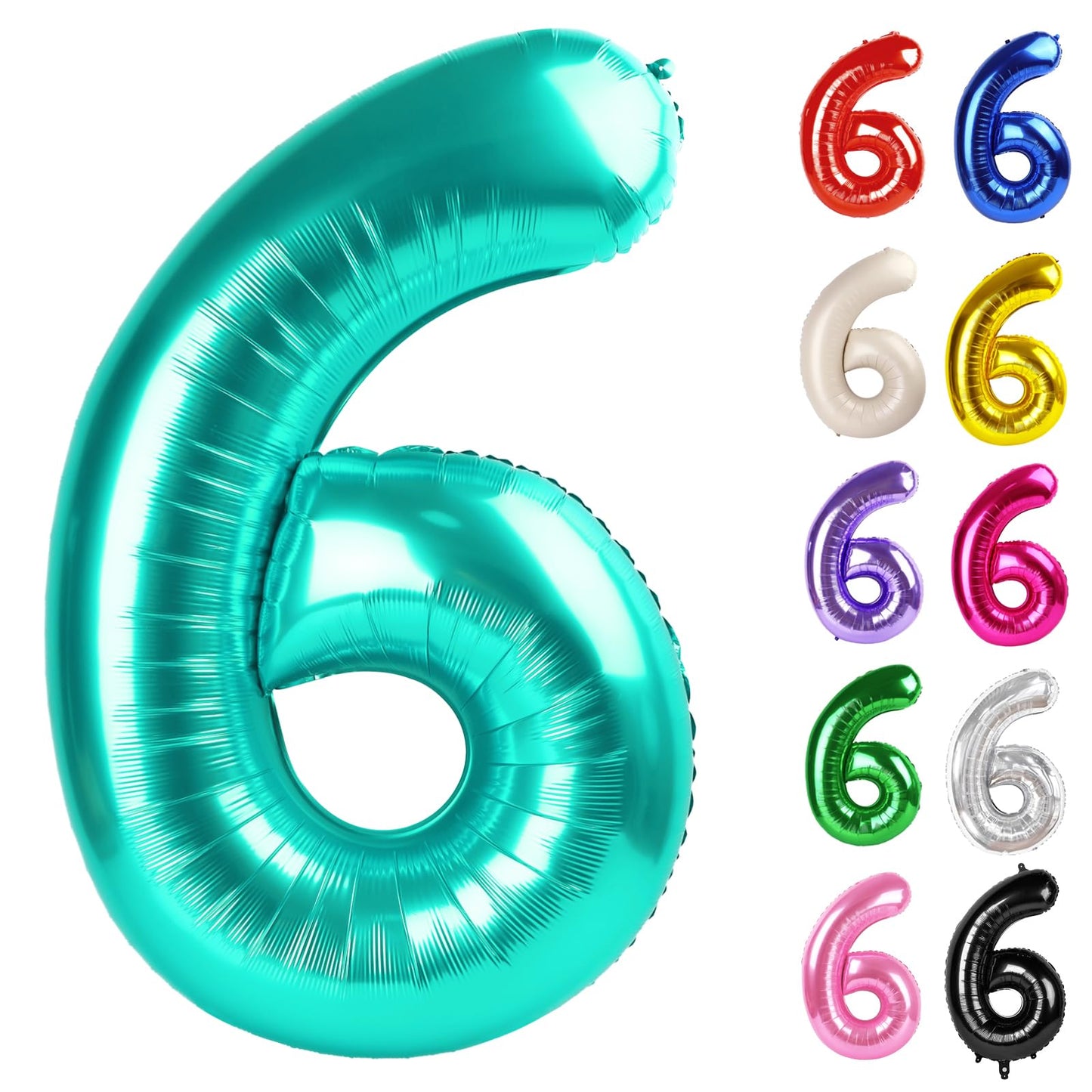 IWERP Teal Number 6 Balloon 40-Inch – 6th Birthday Decorations