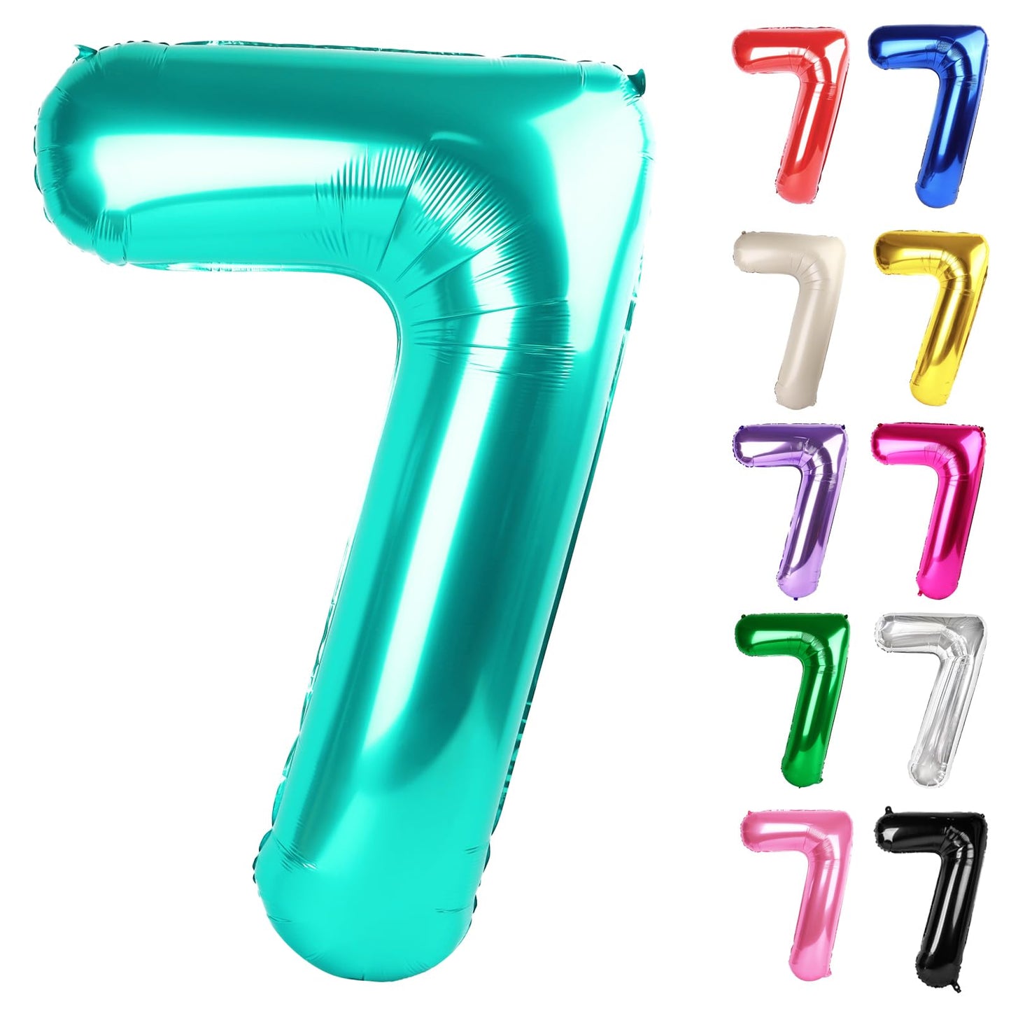 IWERP Teal Number 7 Balloon - 40 Inch 7th Birthday Decorations