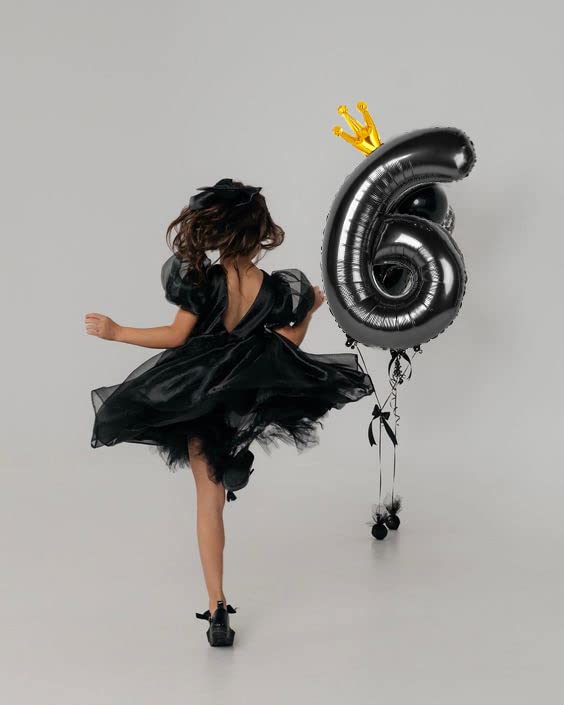 IWERP Black 6 Balloon – 40-Inch Number Balloon for Wednesday Addams Party