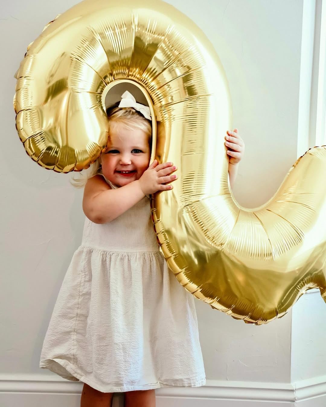 IWERP Champagne Gold 2 Balloon 40-Inch – White Gold 2nd Birthday Decorations