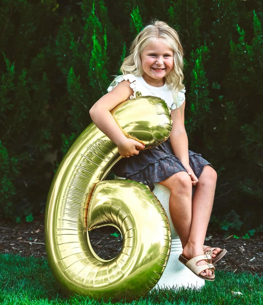 IWERP Champagne Gold 40-Inch Number 6 Balloon – White Gold 6 Balloon for 6th Birthday Decor