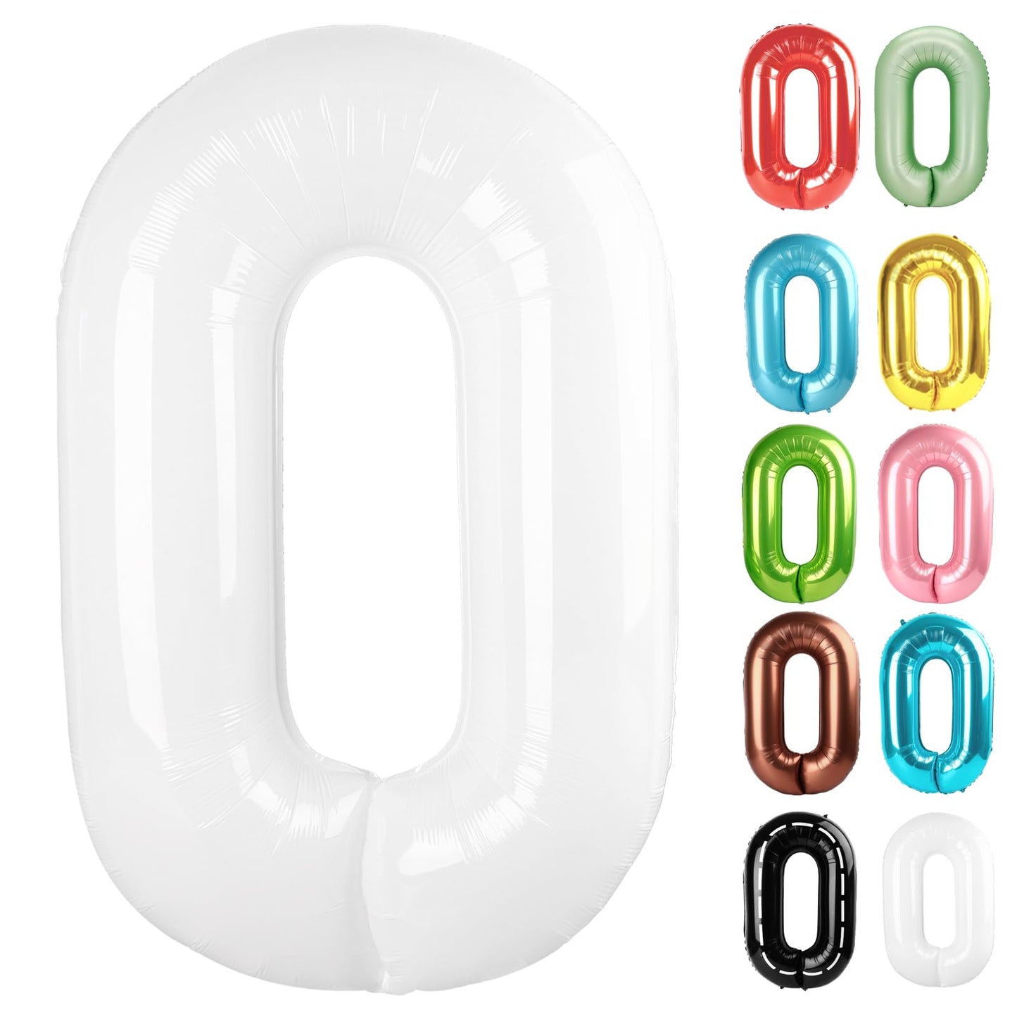 IWERP White Number 0 Balloon 40-Inch – Milestone Birthday Decor
