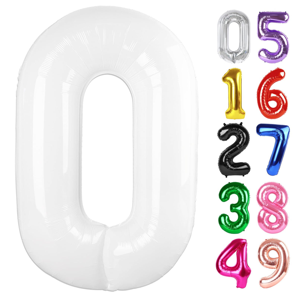 IWERP White Number 0 Balloon 40-Inch – Milestone Birthday Decor | White Party Supplies