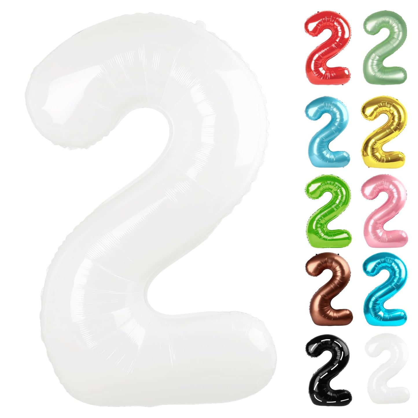 IWERP White Number 2 Balloon 40 Inch - 2nd Birthday Decorations