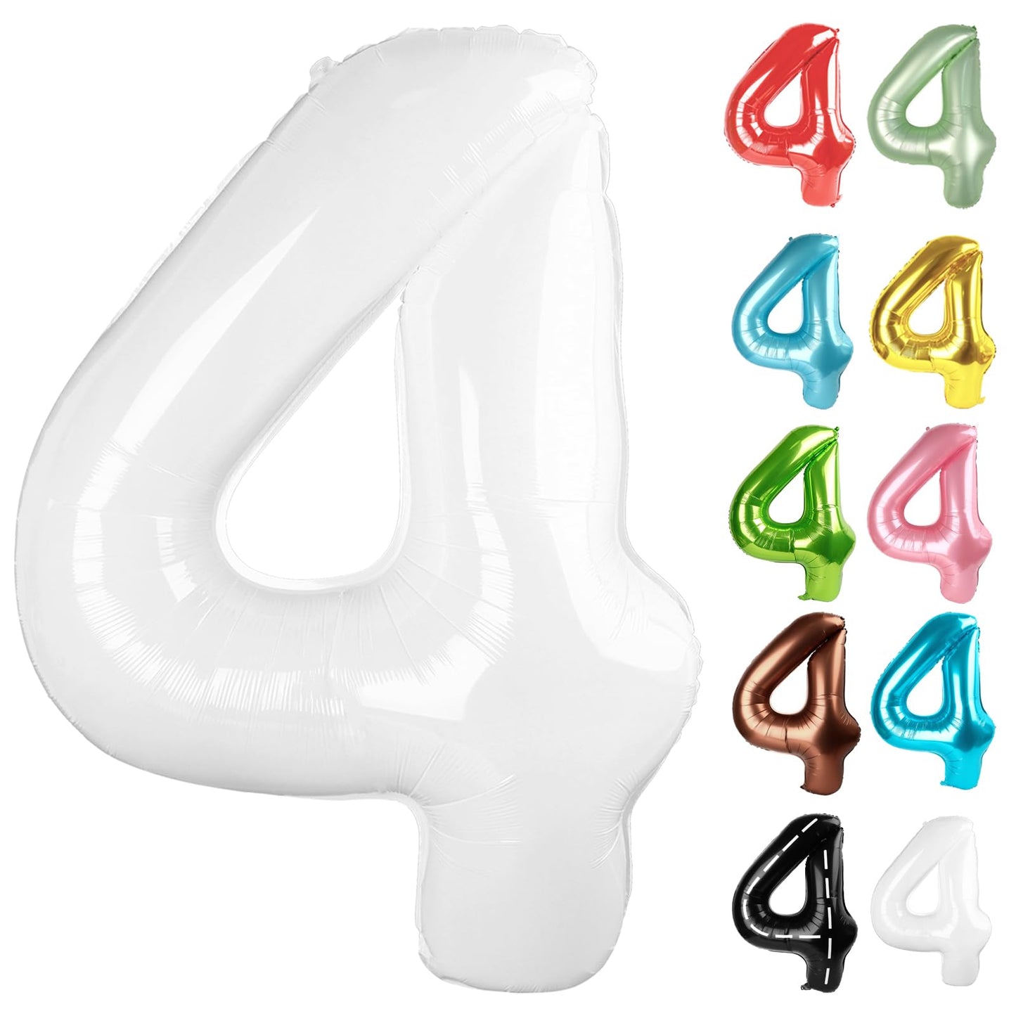 IWERP White Number 4 Balloon 40 Inch | 4th Birthday Decorations & White Party Supplies