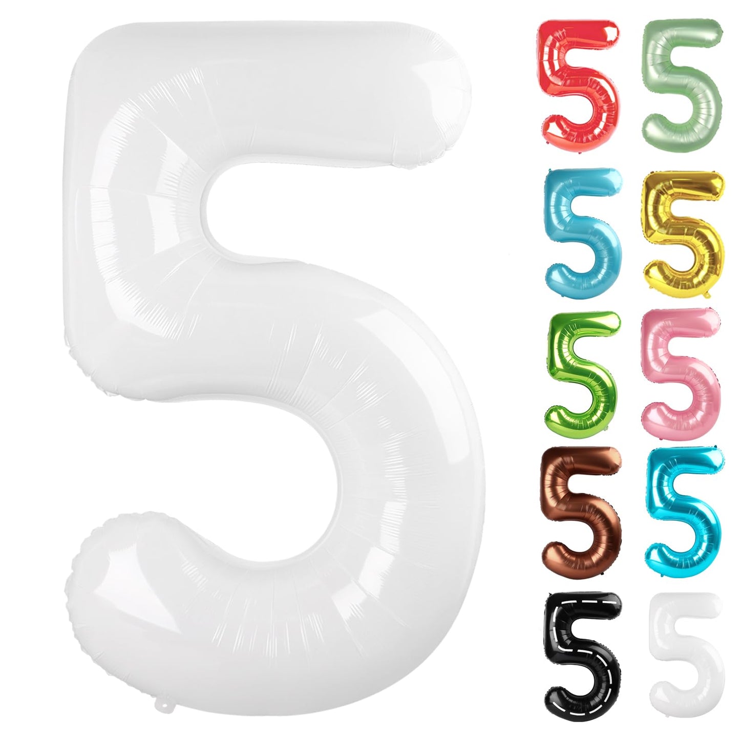 IWERP White Number 5 Balloon 40 Inch – 5th Birthday Decor & Party Supplies