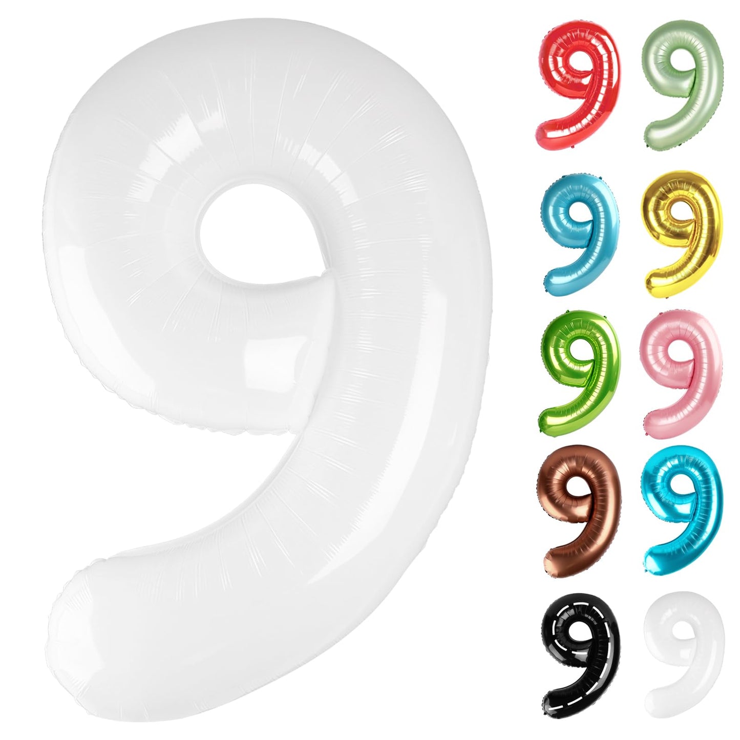 IWERP White Number 9 Balloon 40 Inch – 9th Birthday Decorations
