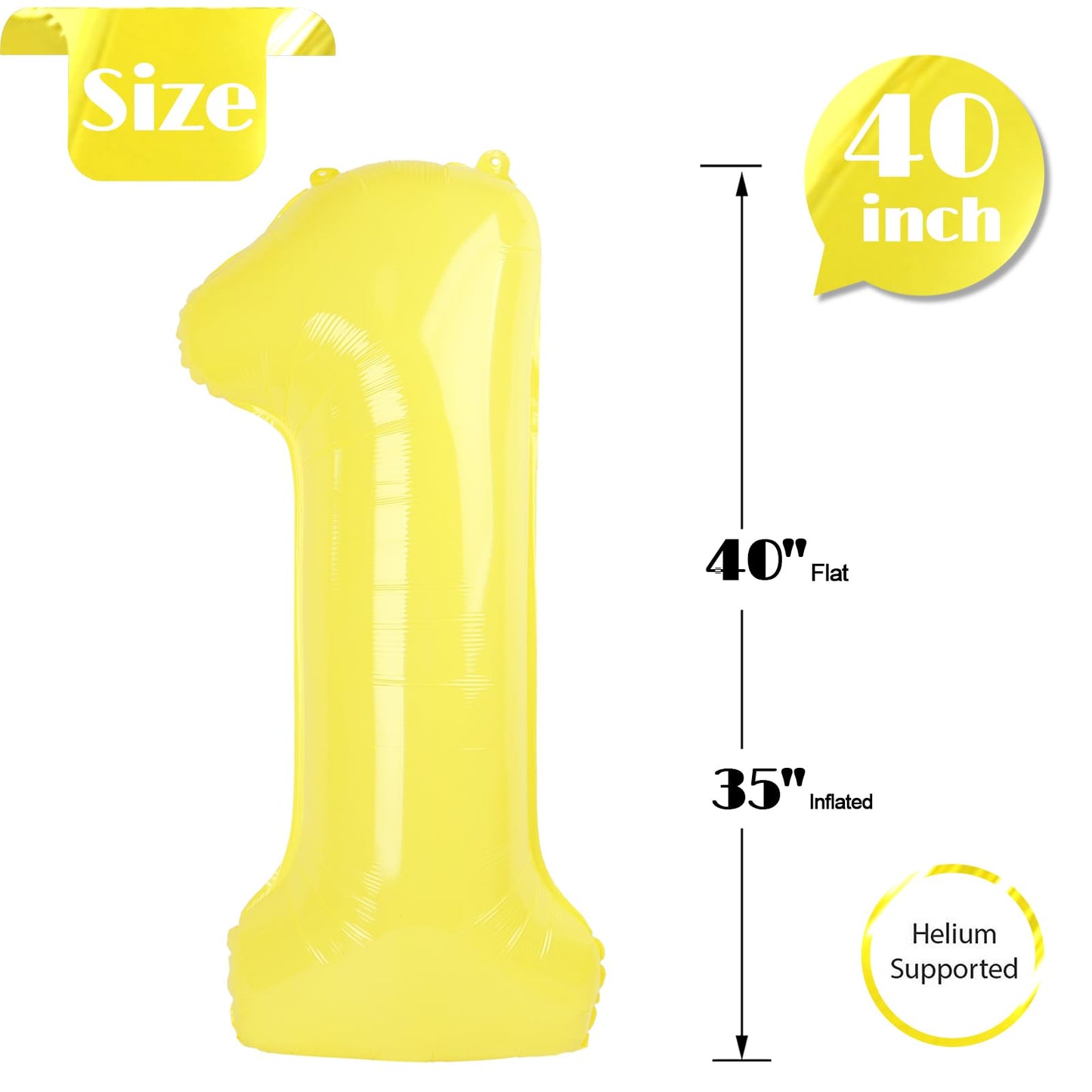 IWERP Yellow Number 1 Balloon 40-Inch – First Birthday Decorations