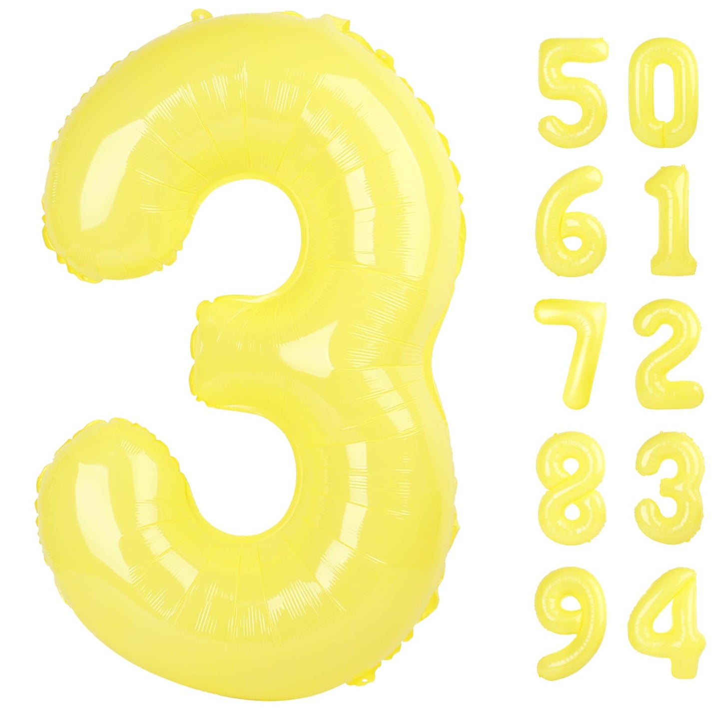 IWERP Yellow 3 Balloon — 40-Inch Number Balloon for 3rd Birthday Party Decorations