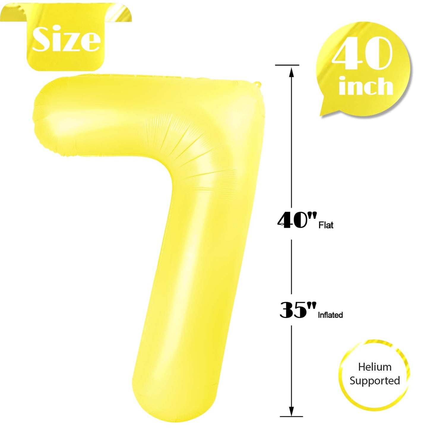 IWERP Yellow 7 Balloon – 40-Inch Number Balloon for Birthday Parties