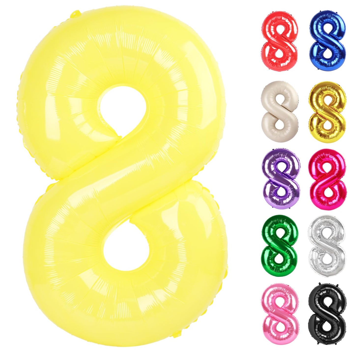 IWERP Yellow Number 8 Balloon 40 Inch – 8th Birthday Decorations