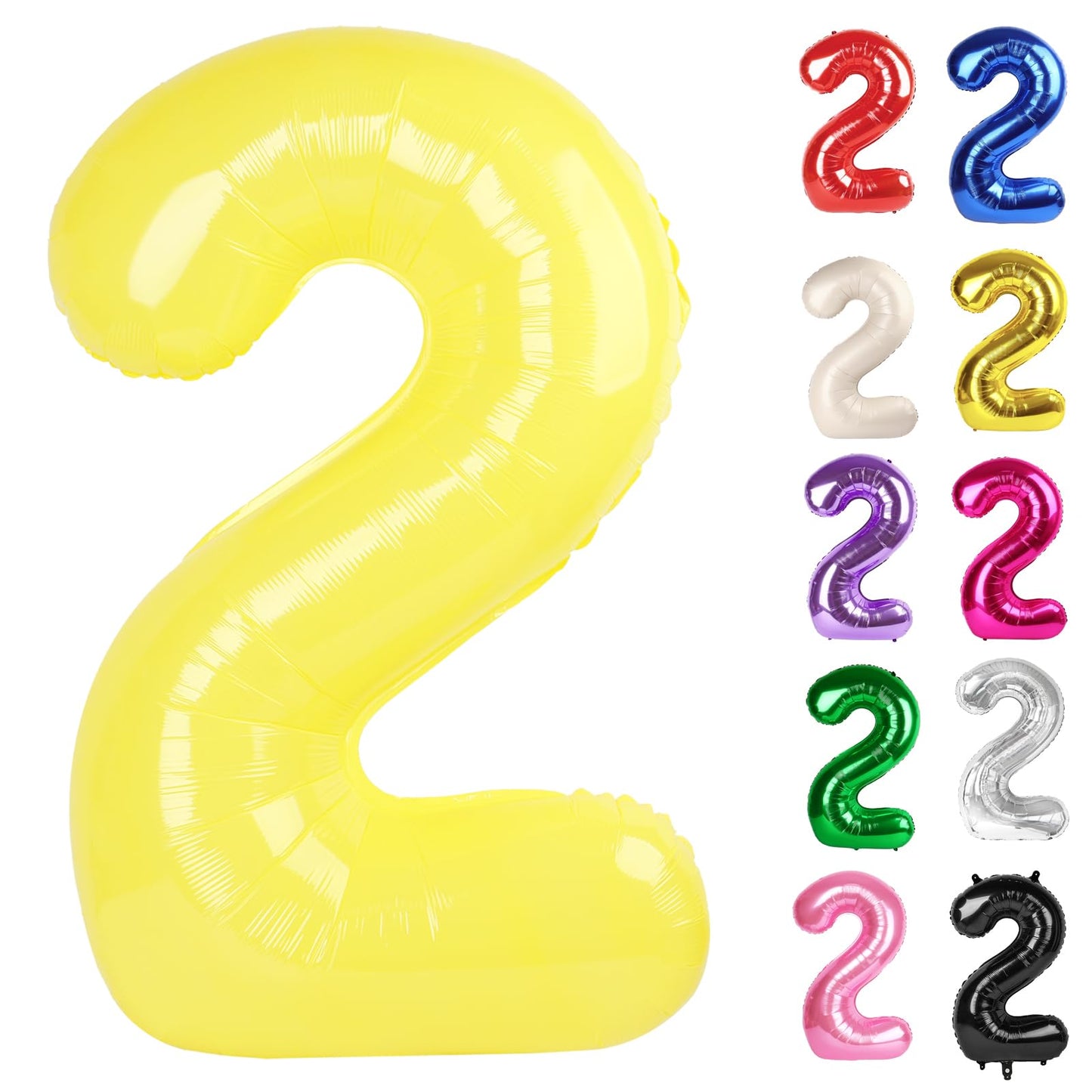 IWERP Yellow Number 2 Balloon 40-Inch – 2nd Birthday Decorations for Baby Girls & Boys