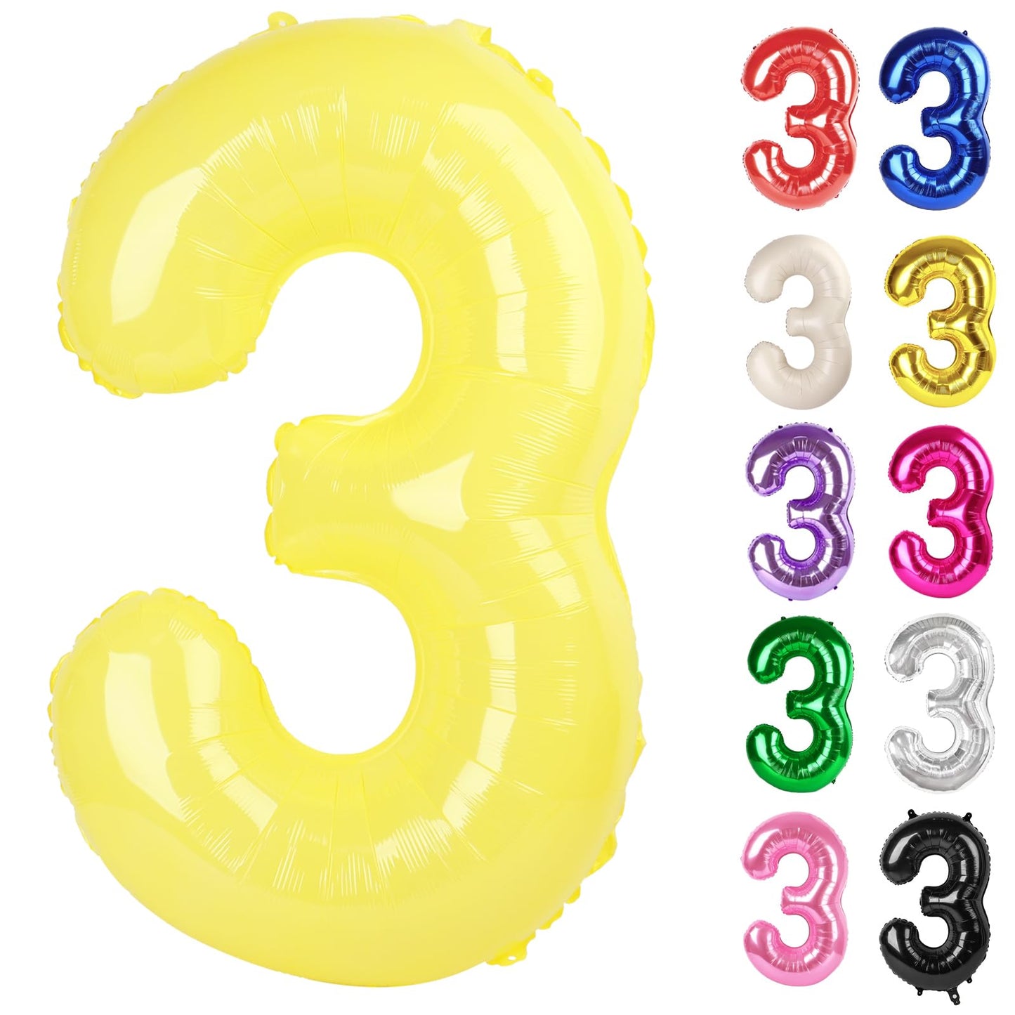 IWERP Yellow 40-Inch Number 3 Balloon – 3rd Birthday Decorations