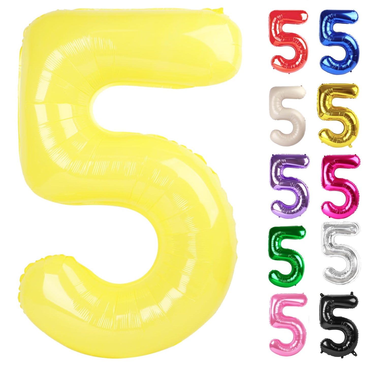 IWERP Yellow Number 5 Balloon 40 Inch – 5th Birthday Decorations