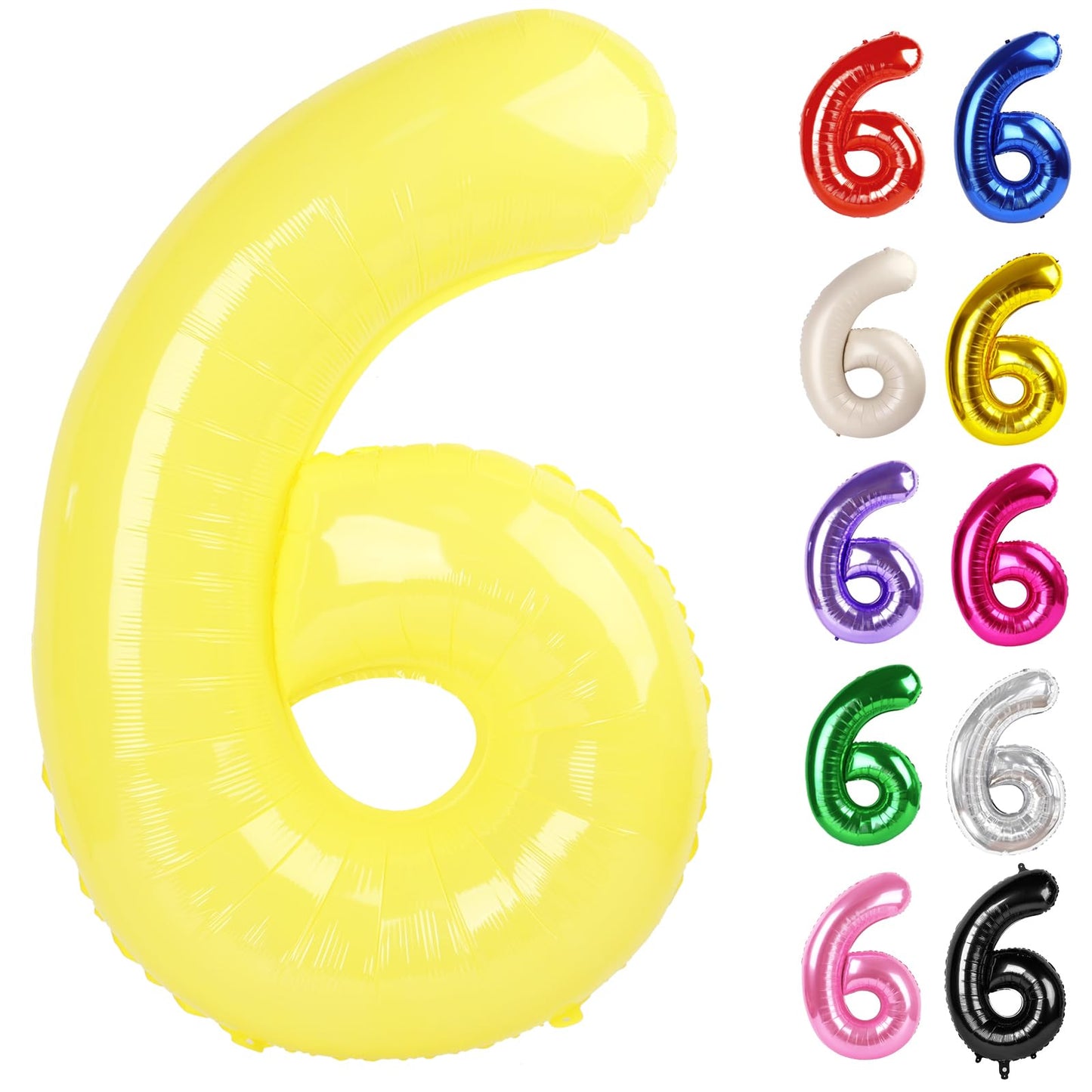 IWERP Yellow Number 6 Balloon 40 Inch – 6th Birthday Decorations