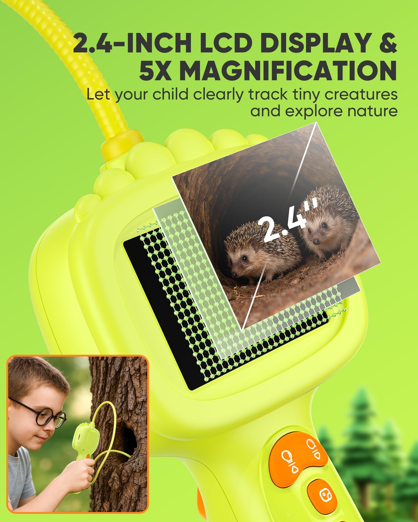 IWOBAC 2.6ft Borescope Snake Camera for Kids – LED Light, 16GB SD Card, STEM Toy