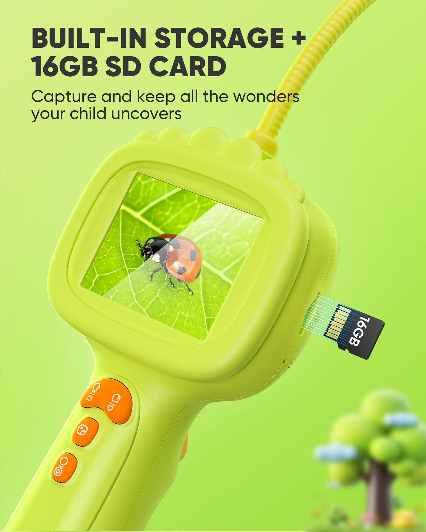 IWOBAC 2.6ft Borescope Snake Camera for Kids – LED Light, 16GB SD Card, STEM Toy
