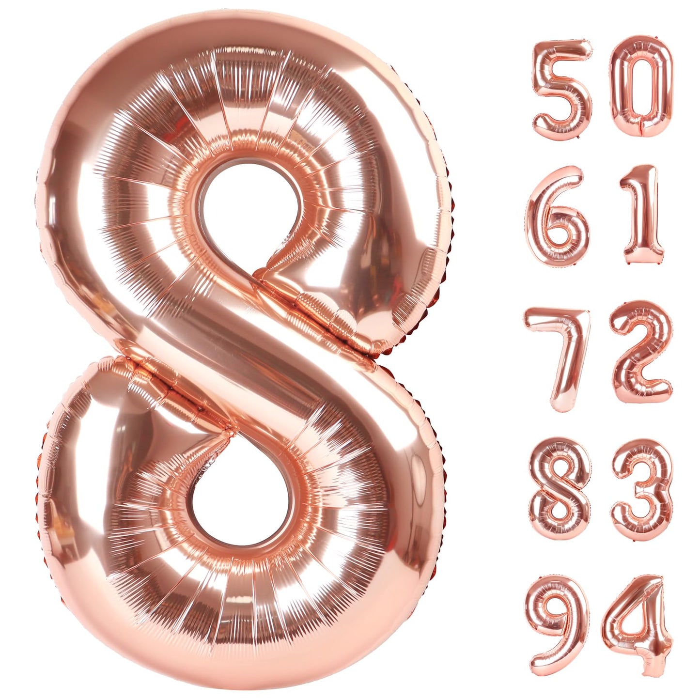 IWERP Rose Gold 8 Balloon – 40 Inch Number Balloon for 8th Birthday Parties