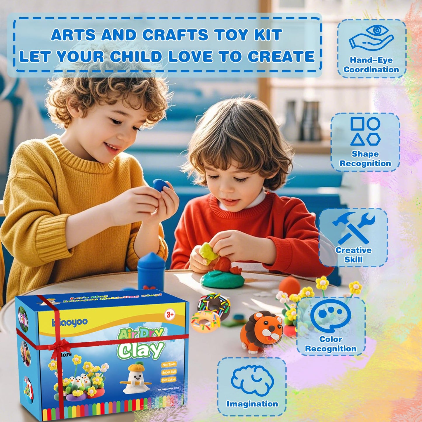 Ixiaoyoo Air Dry Clay Kit for Kids – 158 Colors Modeling Clay with Tools | Safe & Non-Toxic Arts & Crafts