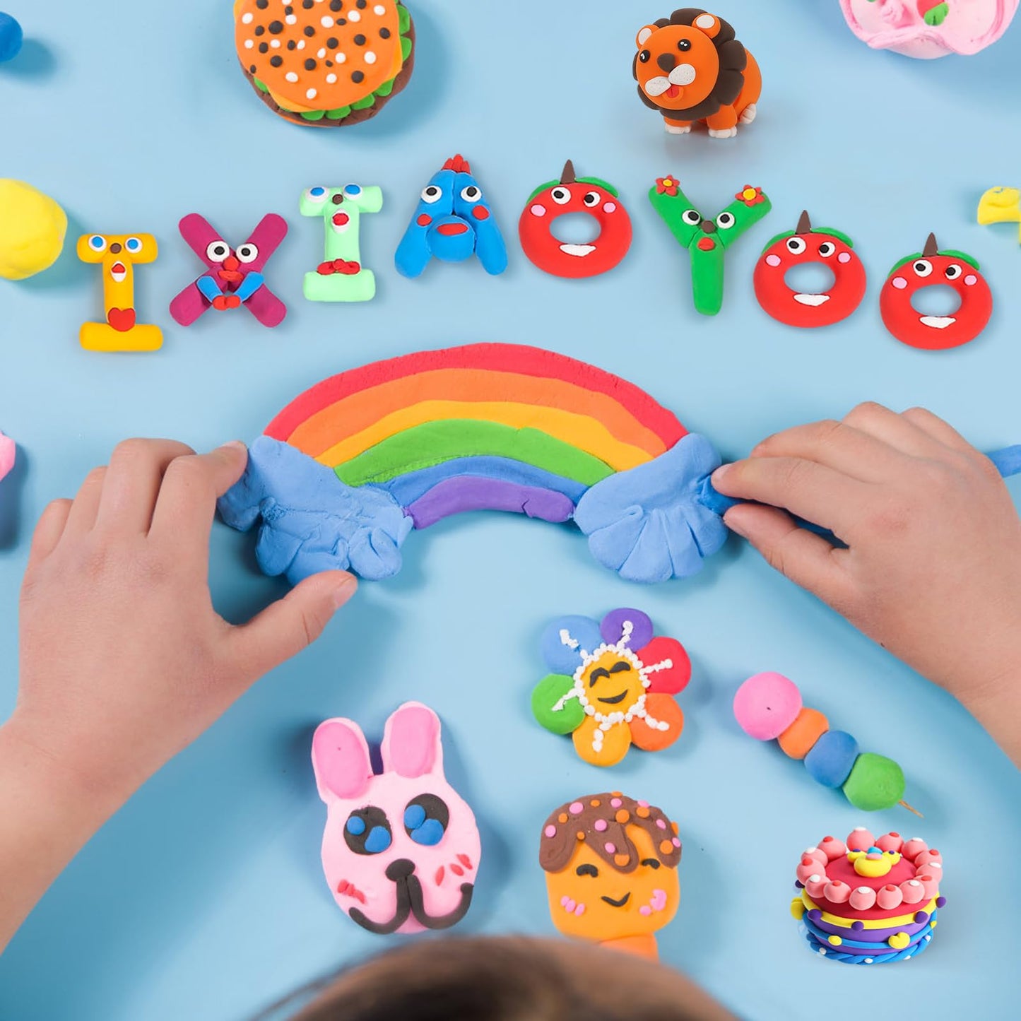 Ixiaoyoo Air Dry Clay Kit – 104 Colors, Tools, Safe Modelling Clay for Kids 3-12