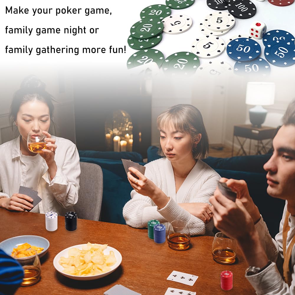 IXIGER 200Pcs Poker Chips Set – Denominations, 5 Colors, Velvet Pouch