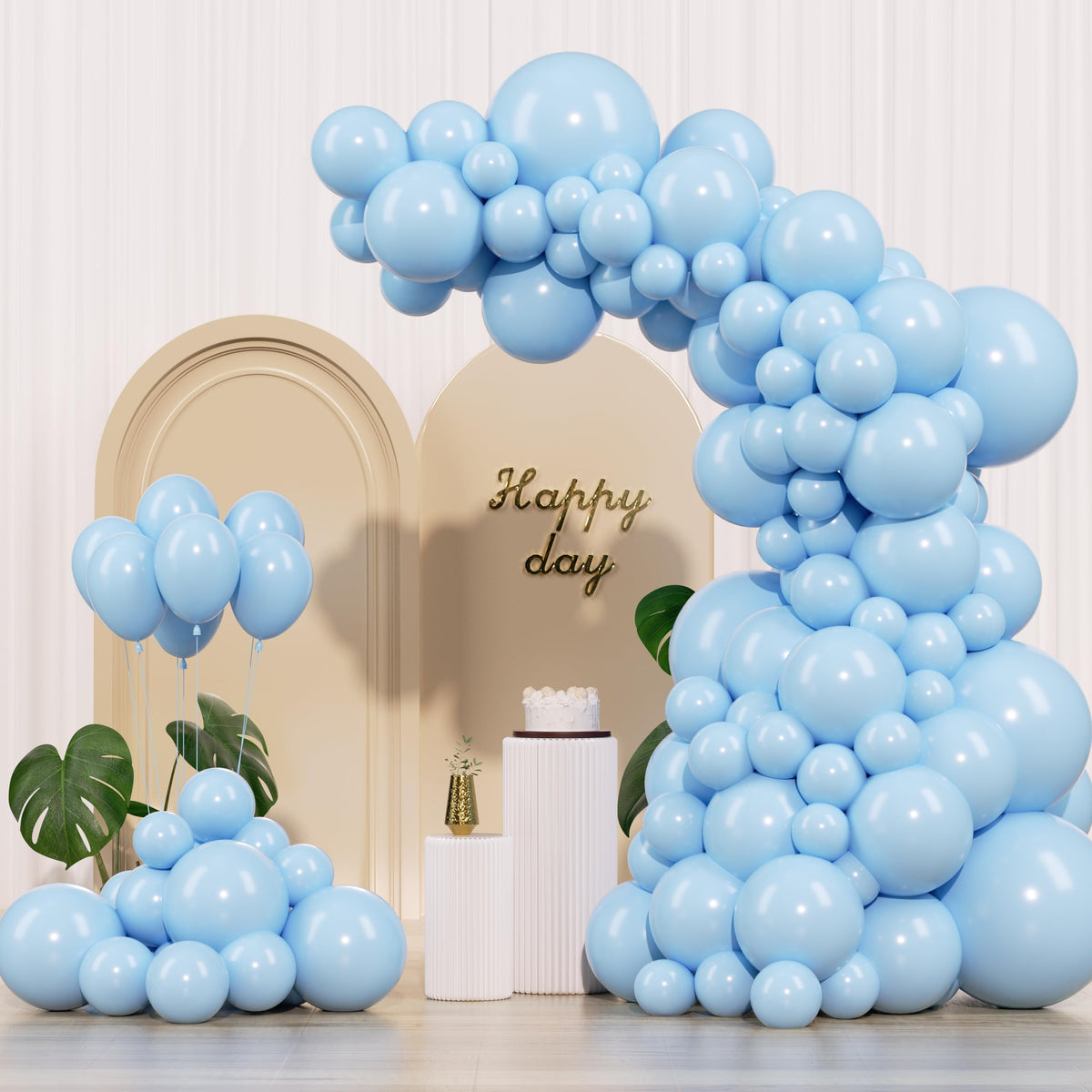 IXVAN Pastel Blue Balloons 145pcs – 18/12/10/5 Inch Balloon Garland Kit for Parties