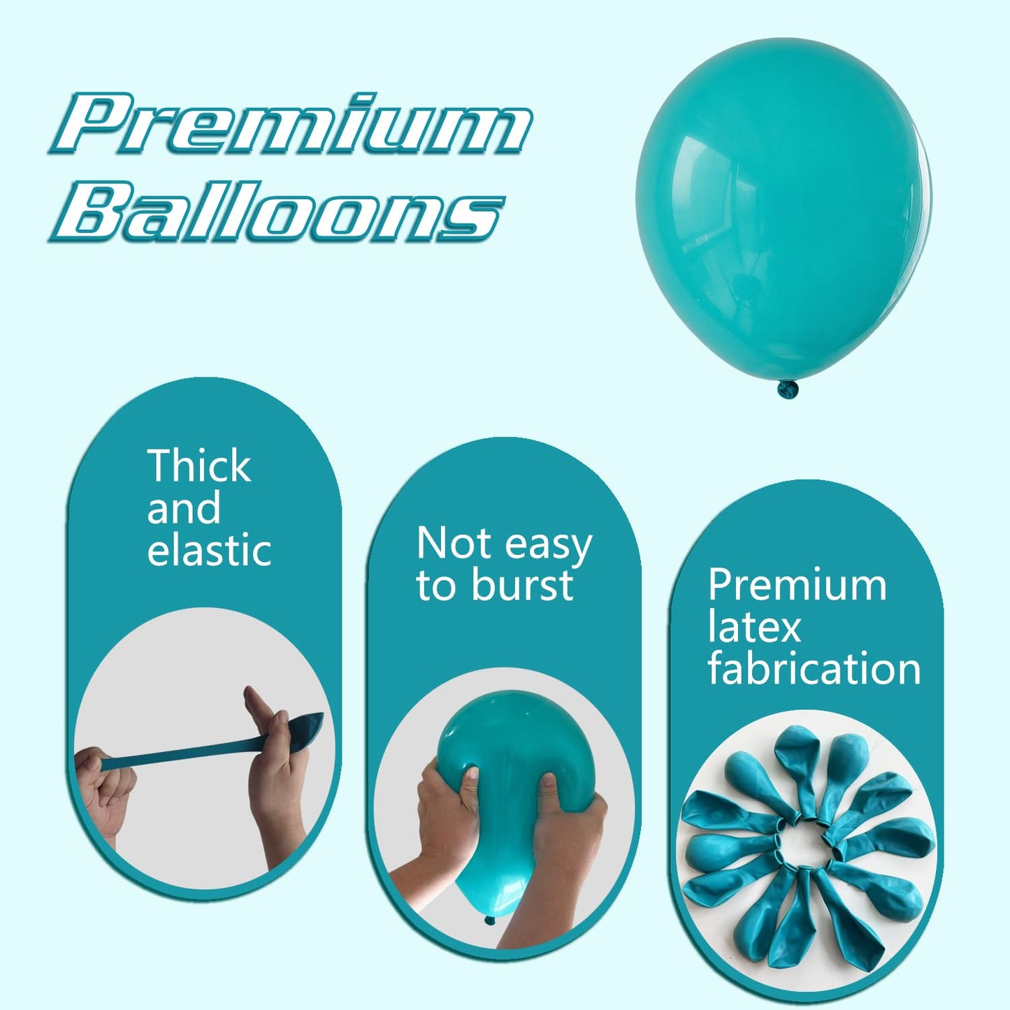IXVAN Turquoise Blue Peacock Balloons 145pcs – Latex Balloon Arch Kit (5in, 10in, 12in, 18in) for Weddings & Parties