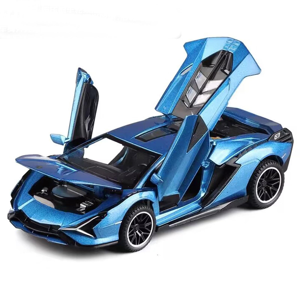 IYEAM Lambo Sian FKP3 Die-Cast Car with Lights & Sound – Pull-Back Toy for Ages 3+ (Blue)