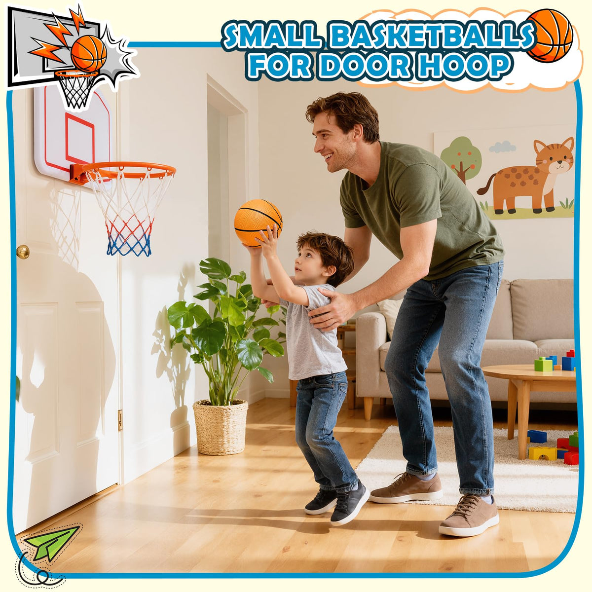 Iyoyo Mini Basketball Set | 5-Pack 6-Inch Balls with Pump for Indoor Outdoor