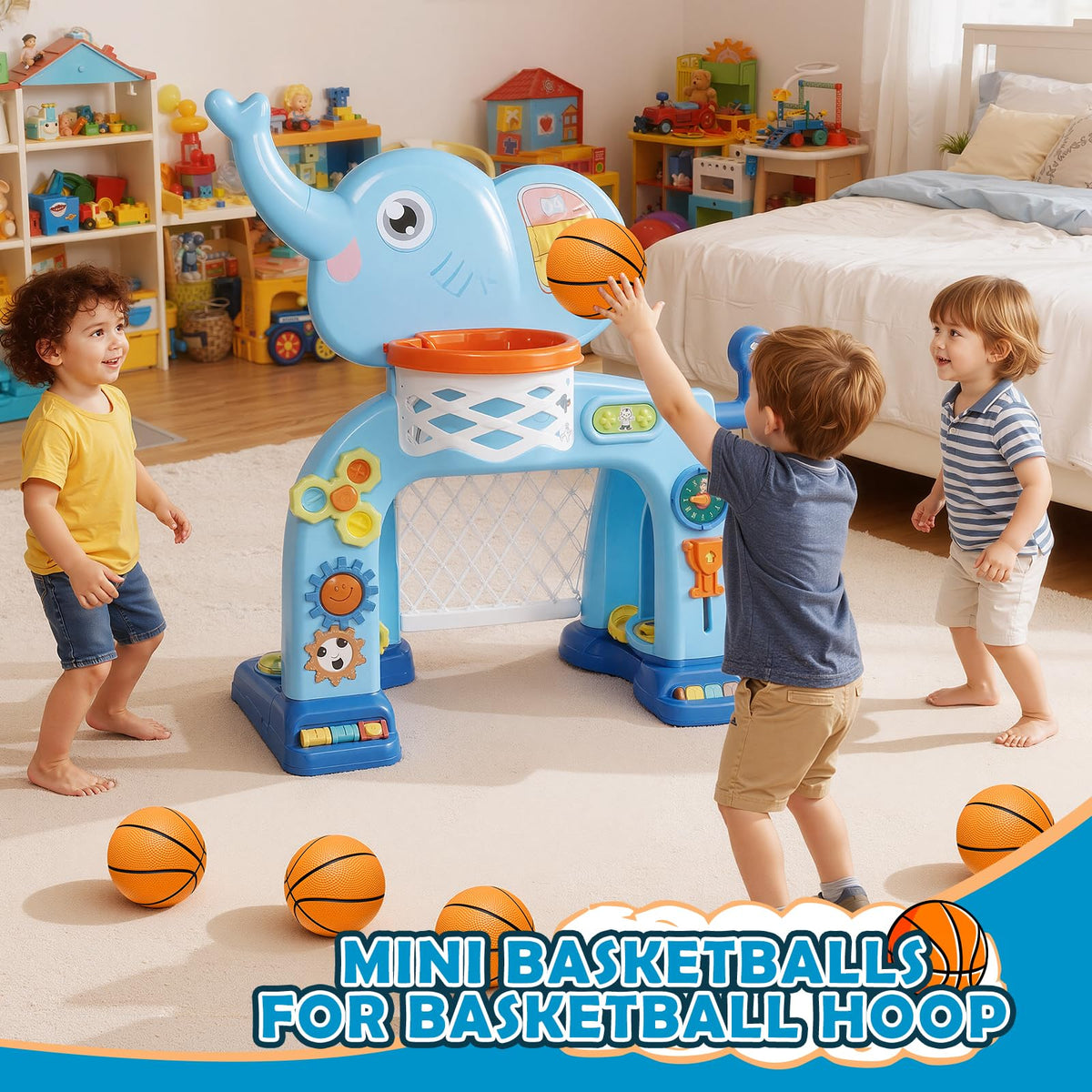 Iyoyo Mini Basketball Set | 5-Pack 6-Inch Balls with Pump for Indoor Outdoor