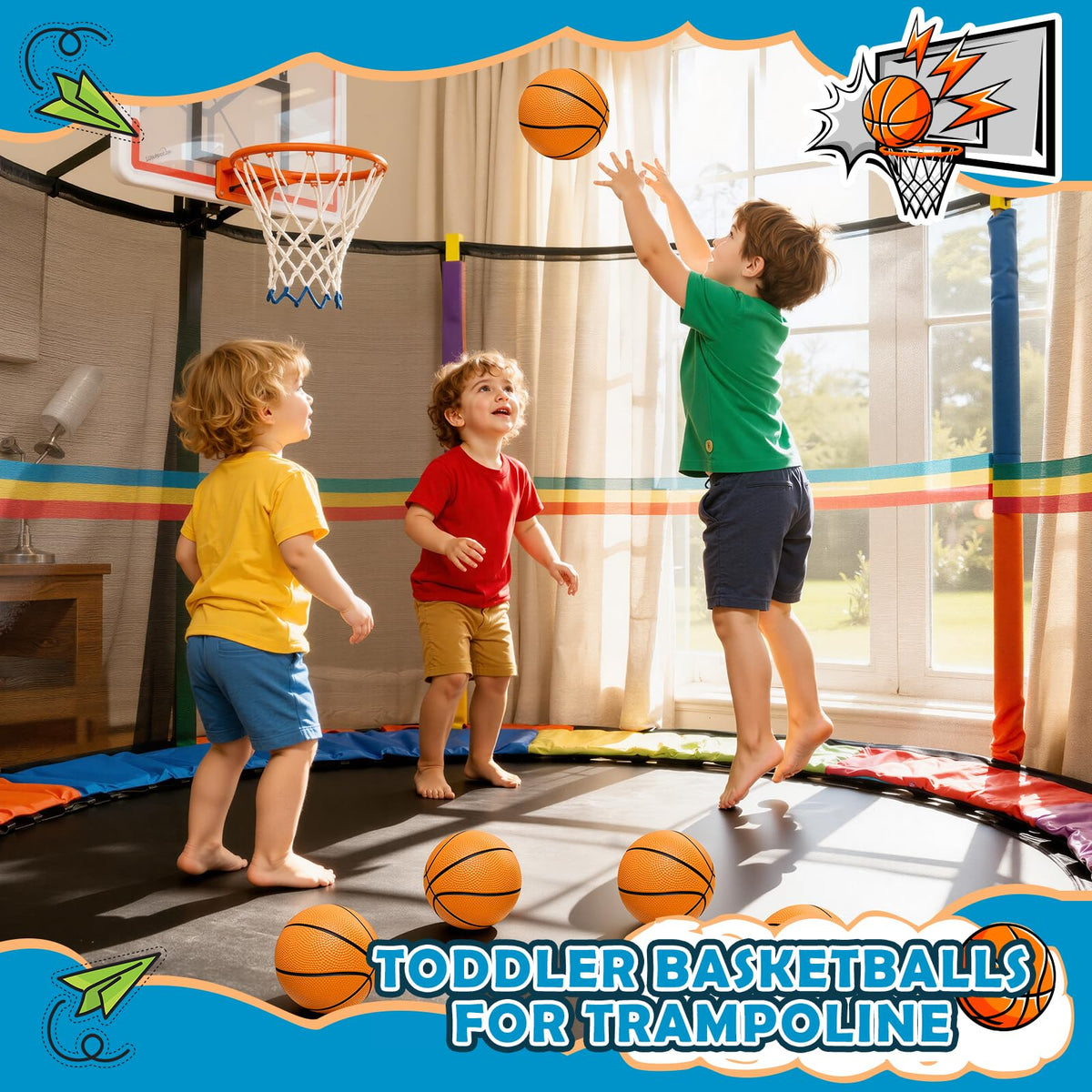 Iyoyo Mini Basketball Set | 5-Pack 6-Inch Balls with Pump for Indoor Outdoor