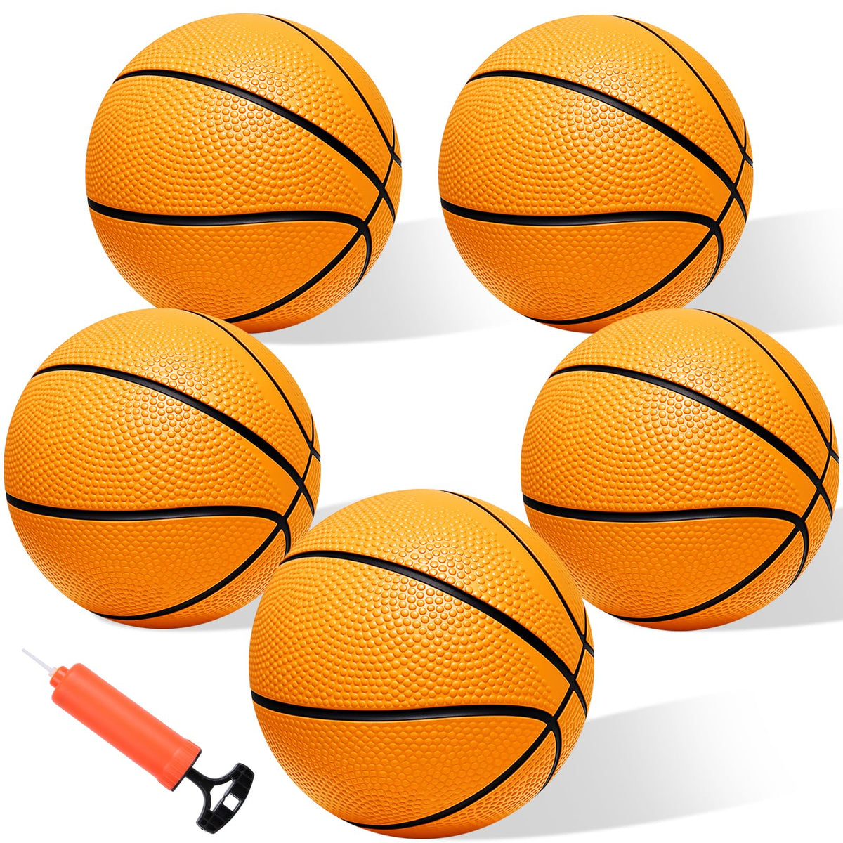 Iyoyo Mini Basketball Set | 5-Pack 6-Inch Balls with Pump for Indoor Outdoor